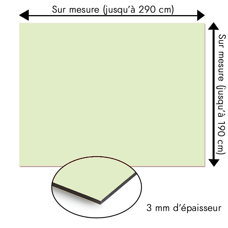 Plaque en aluminium vert clair sur mesure - épaisseur 3 mm