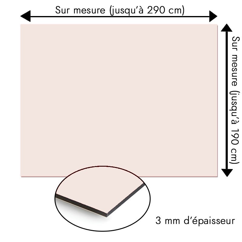 Plaque en aluminium rose poudré sur mesure - épaisseur 3 mm